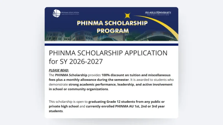 PHINMA Scholarship 2026-2027