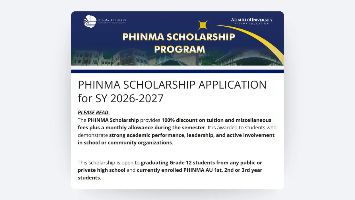 PHINMA Scholarship 2026-2027