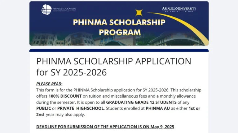 PHINMA Scholarship 2025-2026 Online Application